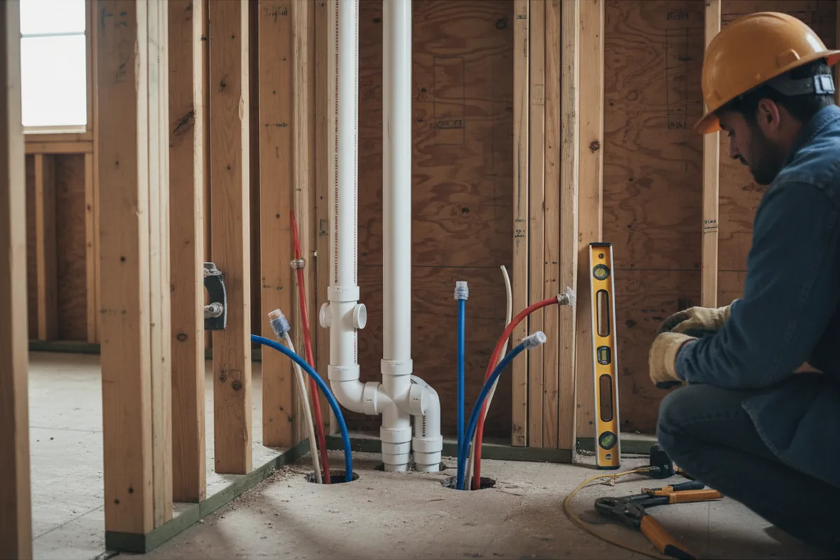 Drain and supply rough-in during Drain Cleaning in Warren