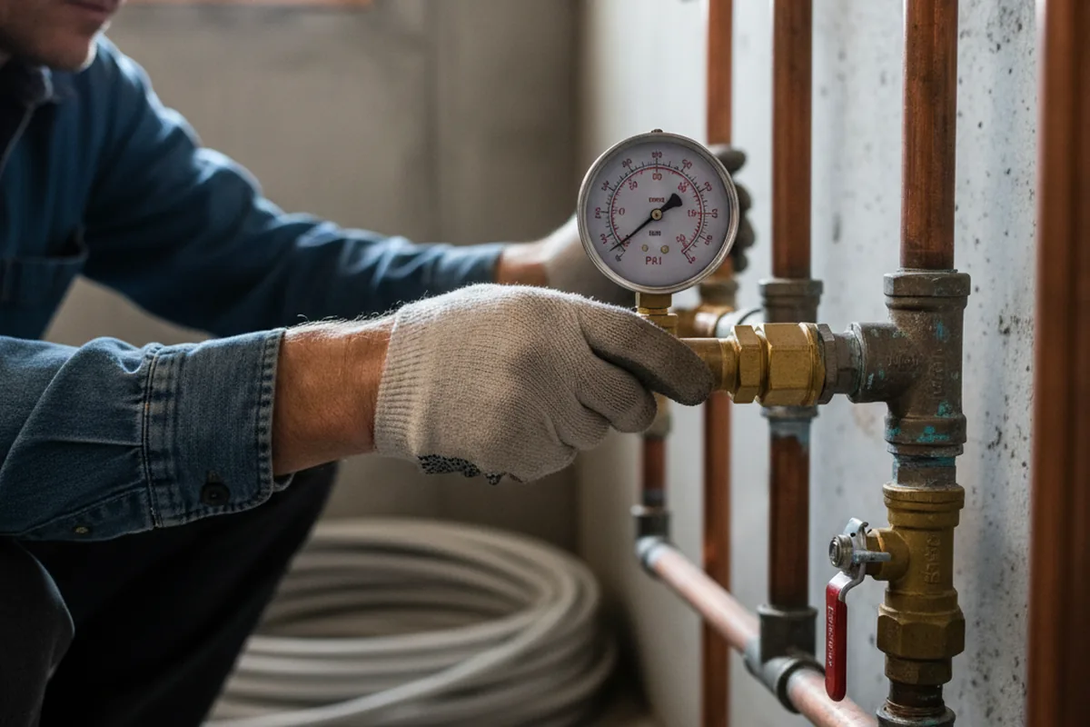 Pressure testing a repaired line during Water Line Repair in Warren